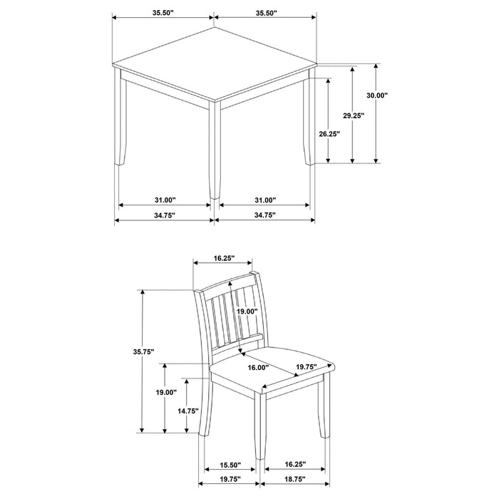 Parkwood 5 - piece Square Dining Table Set Charcoal - Walo Furniture