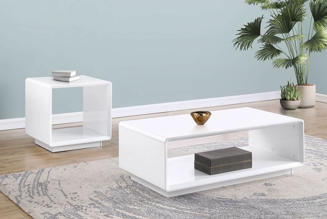 Paseo Rectangular Cocktail Coffee Table White High Gloss - Walo Furniture