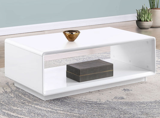 Paseo Rectangular Cocktail Coffee Table White High Gloss - Walo Furniture