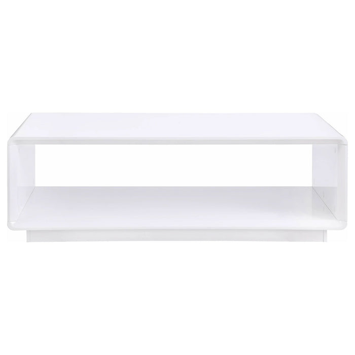 Paseo Rectangular Cocktail Coffee Table White High Gloss - Walo Furniture