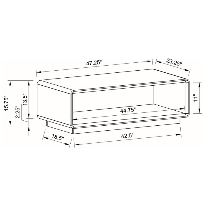 Paseo Rectangular Cocktail Coffee Table White High Gloss - Walo Furniture