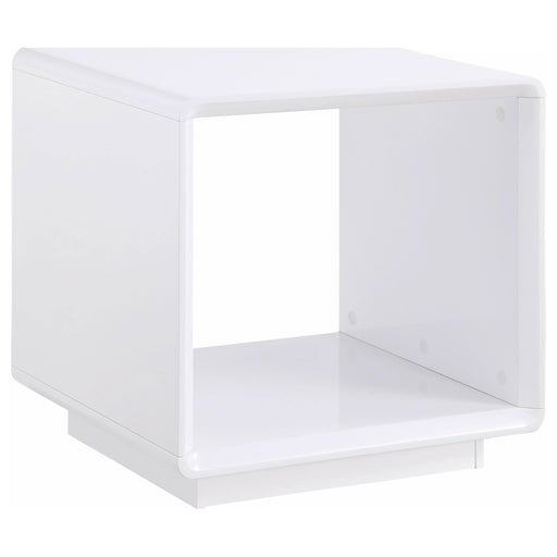 Paseo Square End Side Table White High Gloss - Walo Furniture