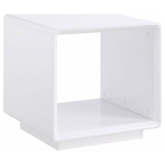 Paseo Square End Side Table White High Gloss - Walo Furniture