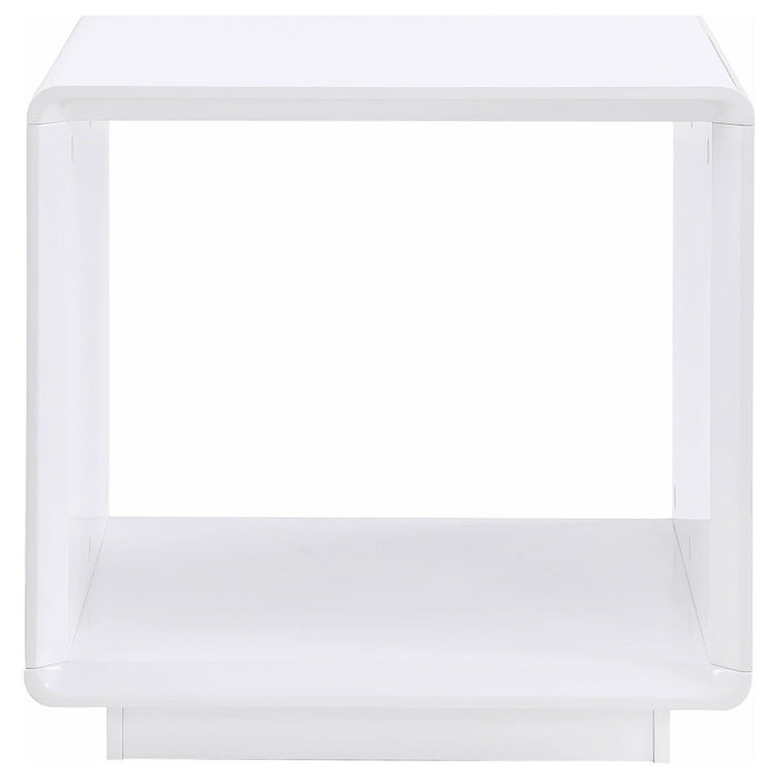 Paseo Square End Side Table White High Gloss - Walo Furniture