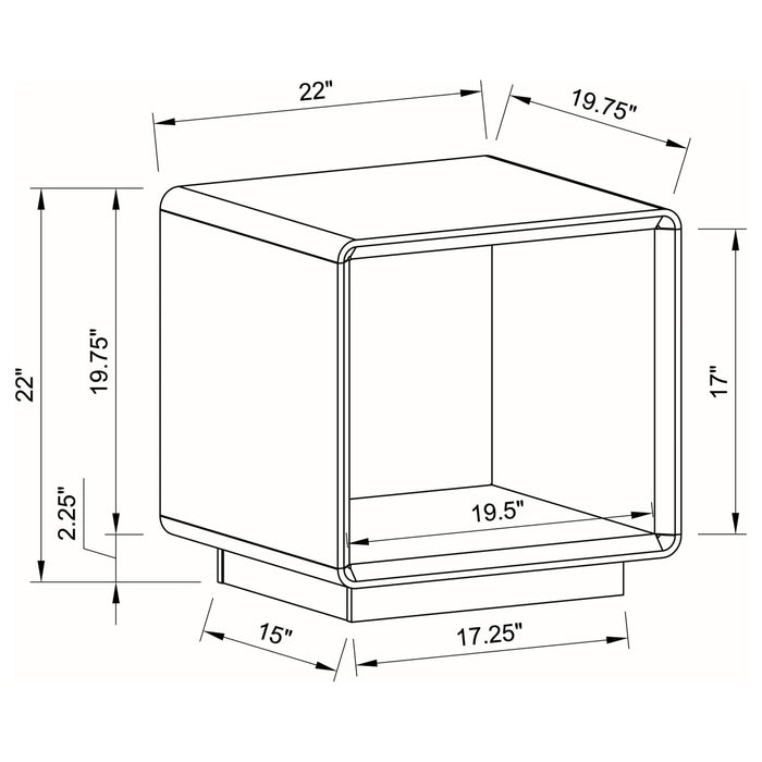 Paseo Square End Side Table White High Gloss - Walo Furniture