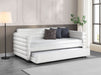 Patricia Boucle Upholstered Twin Day Bed with Trundle White - Walo Furniture