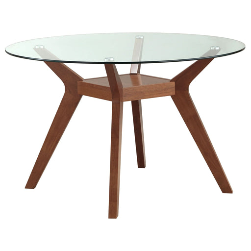 Paxton 5 - piece Round Glass Top Dining Table Set Nutmeg - Walo Furniture