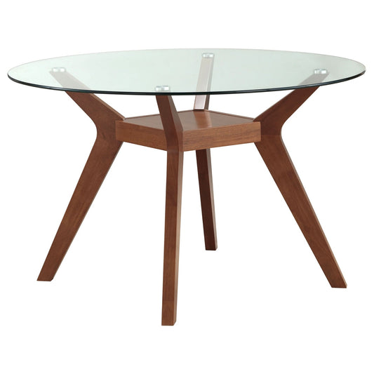 Paxton 5 - piece Round Glass Top Dining Table Set Nutmeg - Walo Furniture