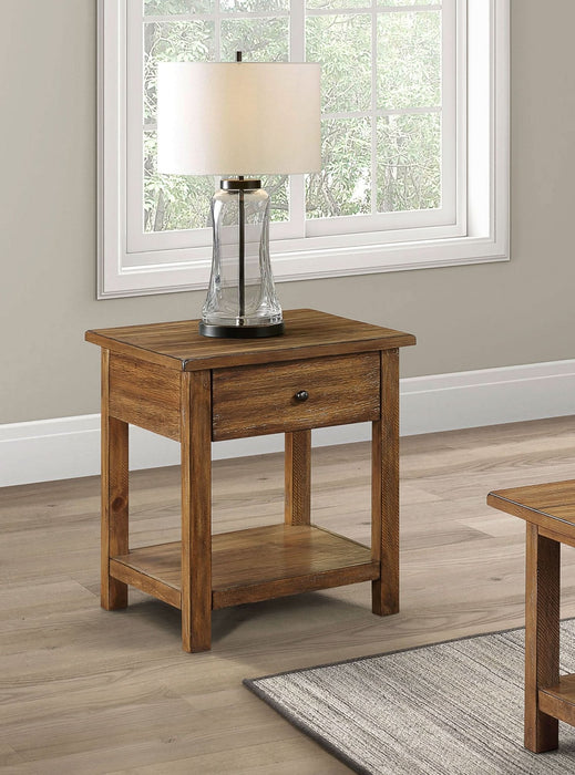 Payne 1 - drawer Wood End Table with Shelf Distressed Brown - Walo Furniture