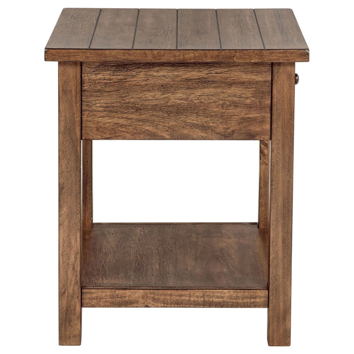 Payne 1 - drawer Wood End Table with Shelf Distressed Brown - Walo Furniture