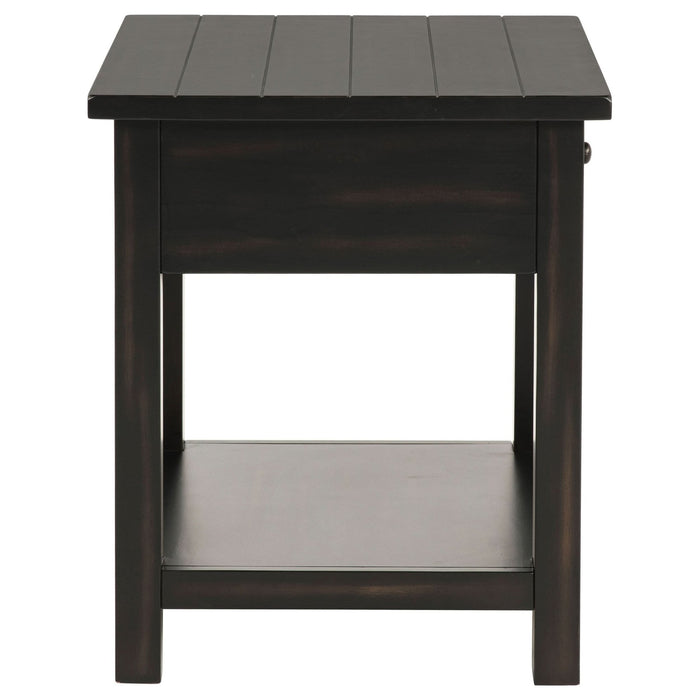 Payne 1 - drawer Wood End Table with Shelf Distressed Java - Walo Furniture