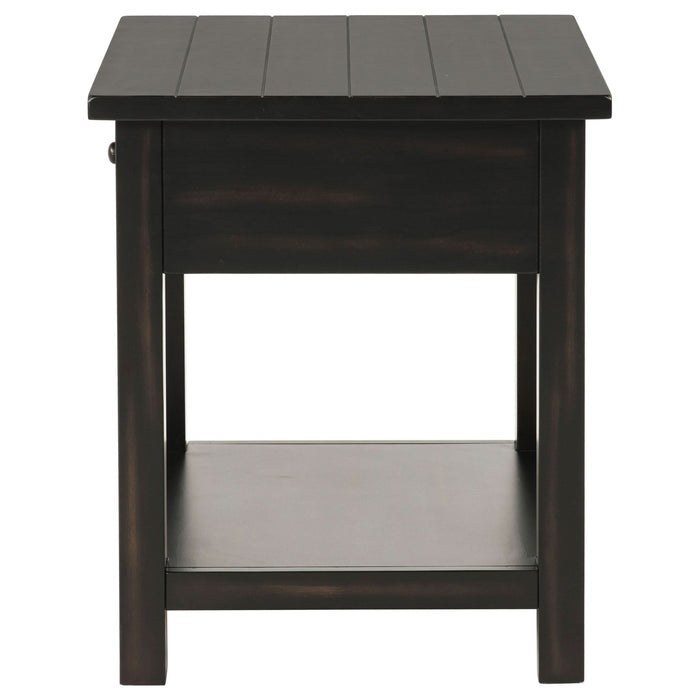 Payne 1 - drawer Wood End Table with Shelf Distressed Java - Walo Furniture