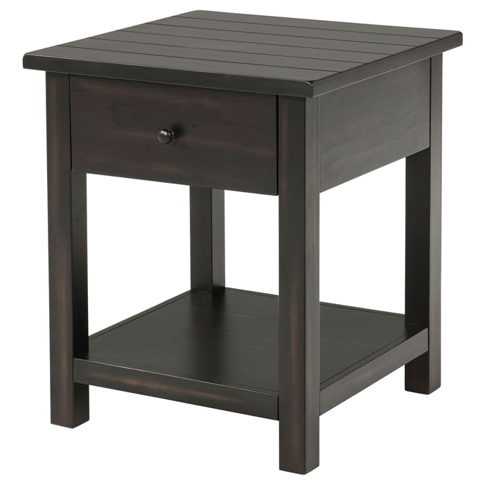 Payne 1 - drawer Wood End Table with Shelf Distressed Java - Walo Furniture