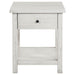 Payne 1 - drawer Wood End Table with Shelf Distressed White - Walo Furniture