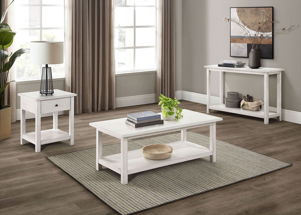 Payne 1 - drawer Wood End Table with Shelf Distressed White - Walo Furniture