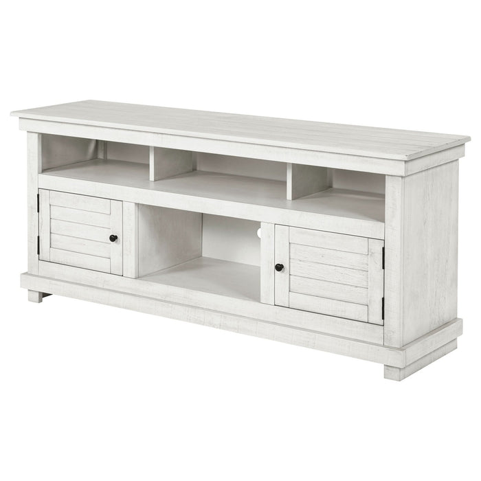 Payne 60 - inch TV Stand Media Console Distressed White - Walo Furniture