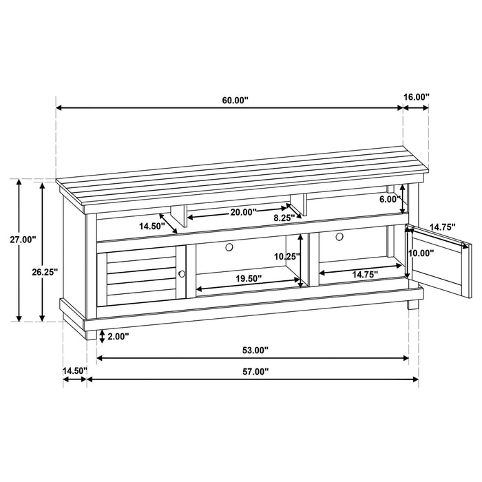 Payne 60 - inch TV Stand Media Console Distressed White - Walo Furniture