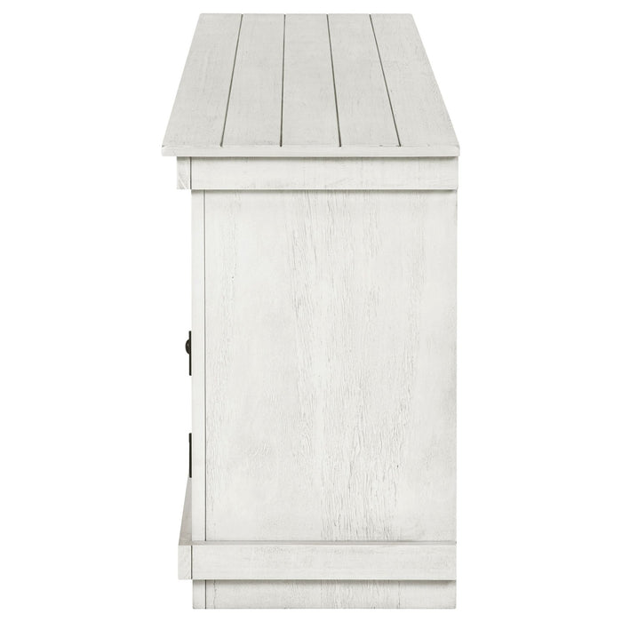 Payne 60 - inch TV Stand Media Console Distressed White - Walo Furniture