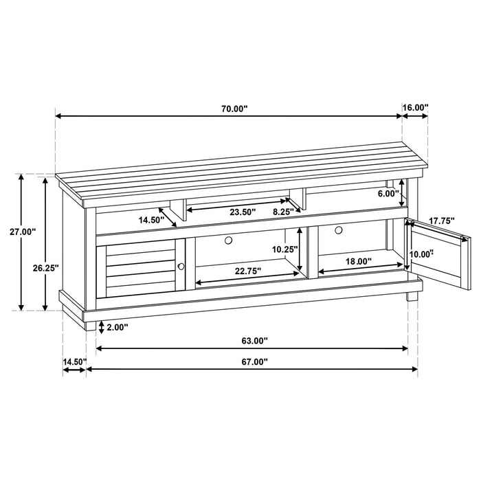 Payne 70 - inch TV Stand Media Console Distressed Brown - Walo Furniture