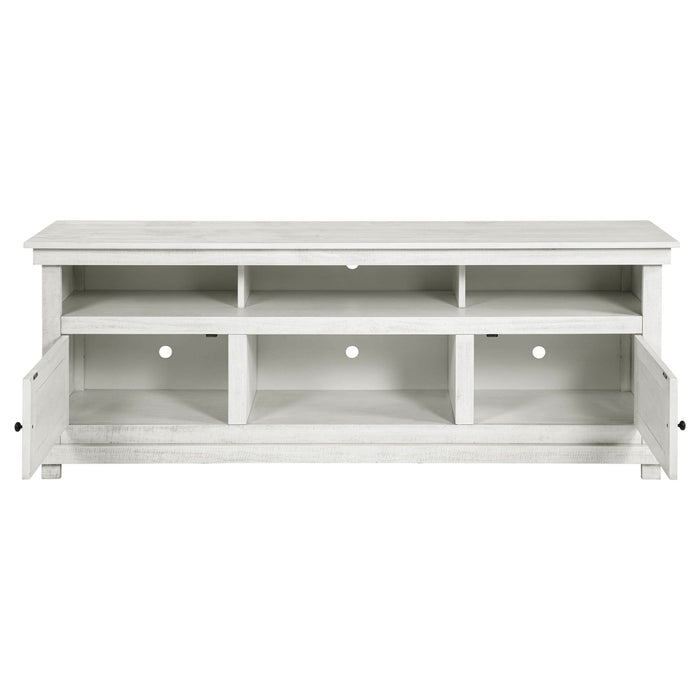 Payne 70 - inch TV Stand Media Console Distressed White - Walo Furniture