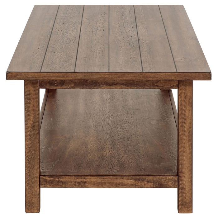 Payne Wood Coffee Table with Shelf Distressed Brown - Walo Furniture