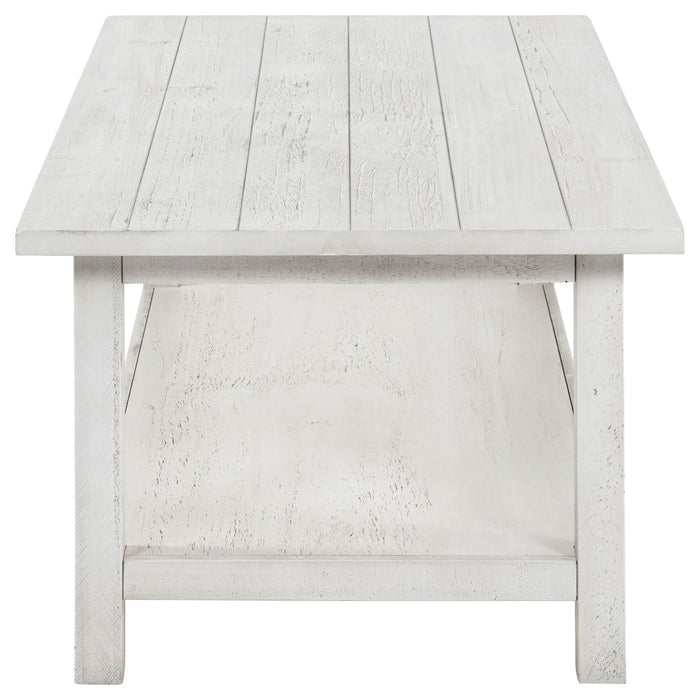 Payne Wood Coffee Table with Shelf Distressed White - Walo Furniture