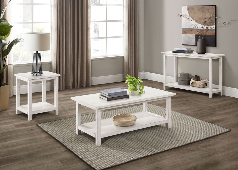 Payne Wood Coffee Table with Shelf Distressed White - Walo Furniture