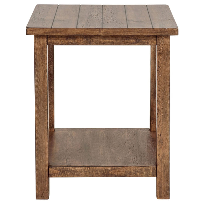 Payne Wood End Table with Shelf Distressed Brown - Walo Furniture