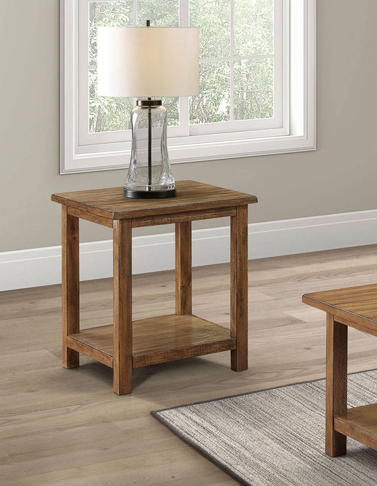 Payne Wood End Table with Shelf Distressed Brown - Walo Furniture