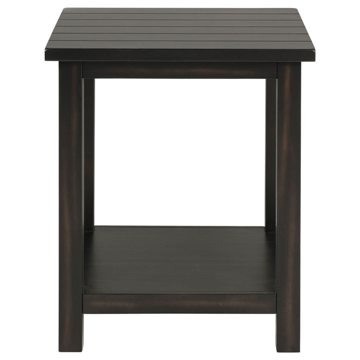 Payne Wood End Table with Shelf Distressed Java - Walo Furniture