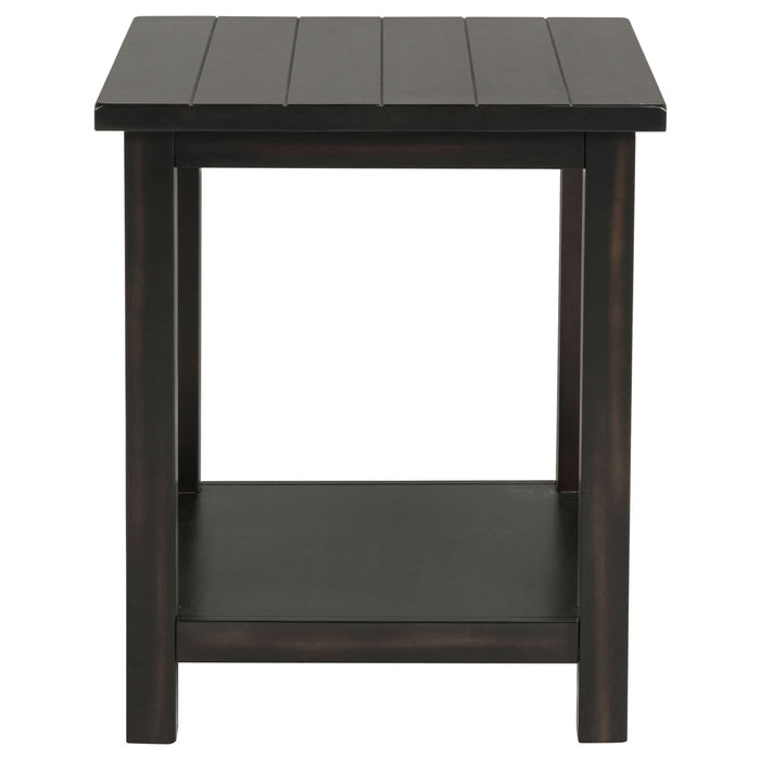 Payne Wood End Table with Shelf Distressed Java - Walo Furniture