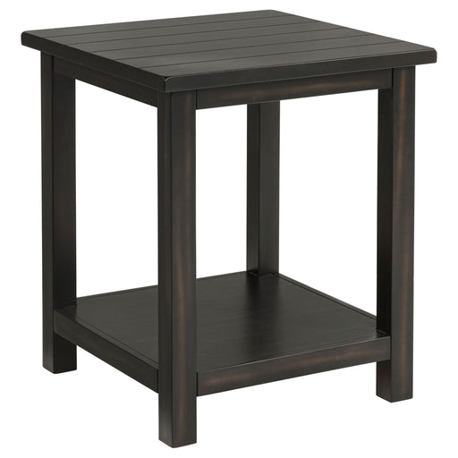 Payne Wood End Table with Shelf Distressed Java - Walo Furniture