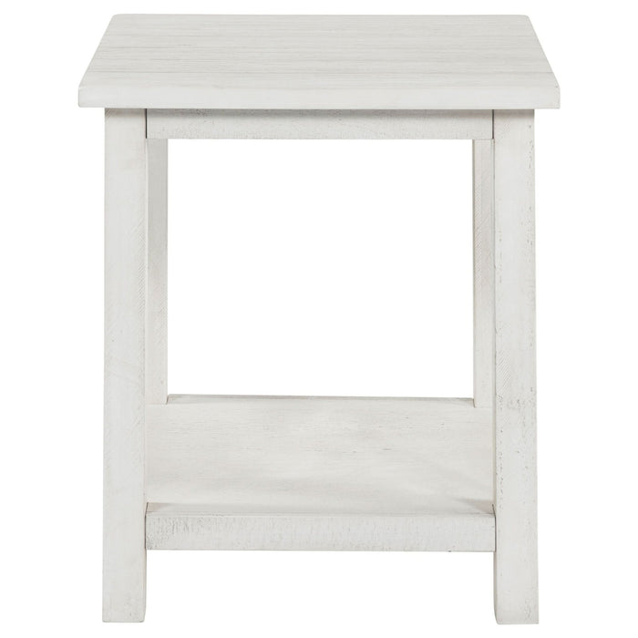 Payne Wood End Table with Shelf Distressed White - Walo Furniture