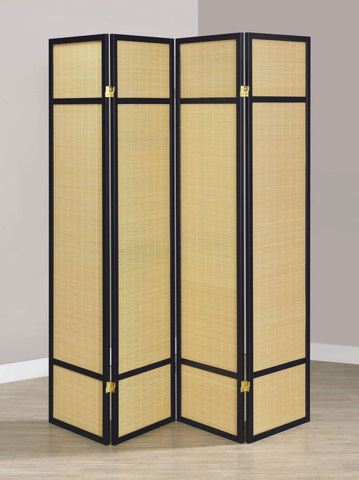 Pearce 4 - panel Bamboo Room Divider Folding Screen Natural - Walo Furniture