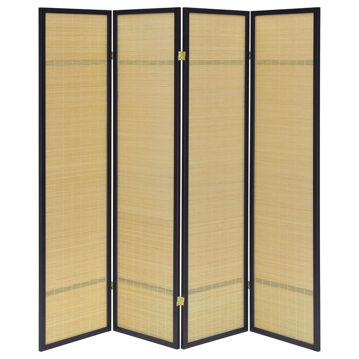 Pearce 4 - panel Bamboo Room Divider Folding Screen Natural - Walo Furniture