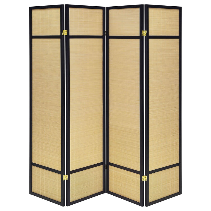 Pearce 4 - panel Bamboo Room Divider Folding Screen Natural - Walo Furniture