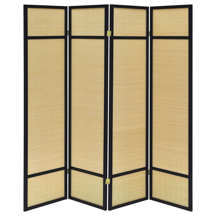 Pearce 4 - panel Bamboo Room Divider Folding Screen Natural - Walo Furniture