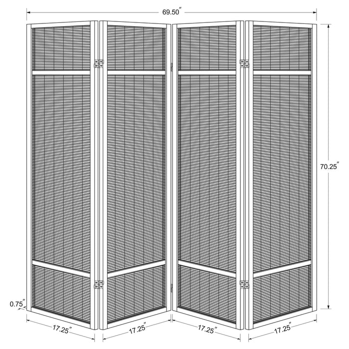 Pearce 4 - panel Bamboo Room Divider Folding Screen Natural - Walo Furniture