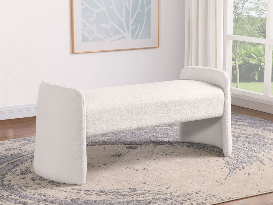 Peoria Velvet Upholstered Accent Bench Ivory - Walo Furniture