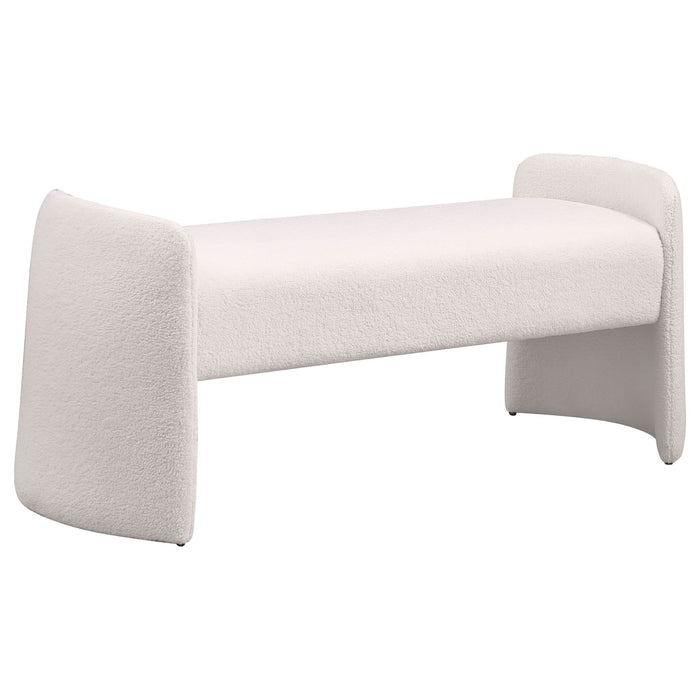 Peoria Velvet Upholstered Accent Bench Ivory - Walo Furniture