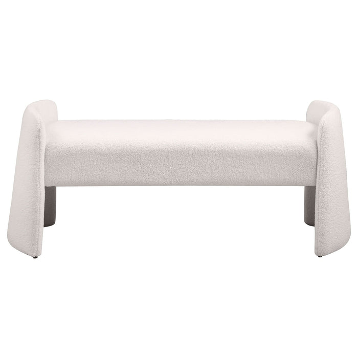 Peoria Velvet Upholstered Accent Bench Ivory - Walo Furniture