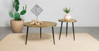 Pilar Round Solid Wood Top Coffee Table Natural and Black - Walo Furniture