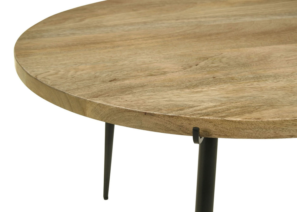 Pilar Round Solid Wood Top Coffee Table Natural and Black - Walo Furniture