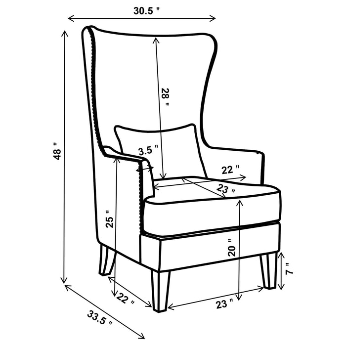 Pippin Upholstered High Wingback Accent Chair Latte - Walo Furniture