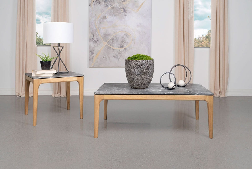 Polaris Square SmartTop Side End Table Grey and Light Oak - Walo Furniture