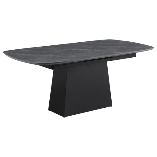 Potero 73 - inch Faux Marble Extension Leaf Dining Table Black - Walo Furniture