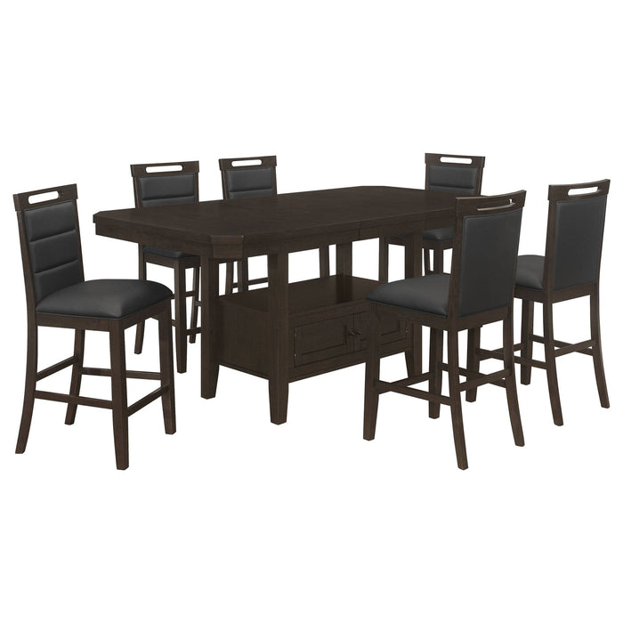 Prentiss 7 - piece Butterfly Leaf Dining Table Set Cappuccino - Walo Furniture