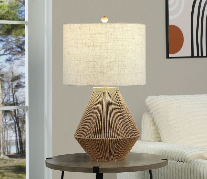 Pryor Drum Shade Handwoven Rope Table Lamp Natural - Walo Furniture