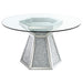 Quinn 5 - piece Round Glass Top Mirrored Dining Set Grey - Walo Furniture