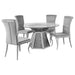 Quinn 5 - piece Round Glass Top Mirrored Dining Set Grey - Walo Furniture